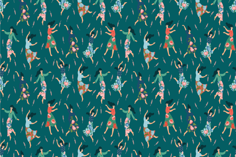 Original placemats dancing women design - TenStickers