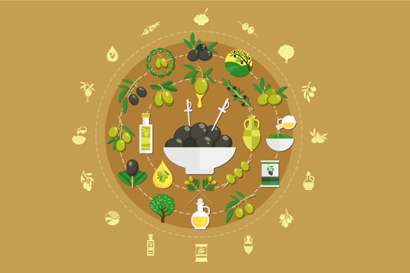 Original placemats olive bowl arrangement - TenStickers