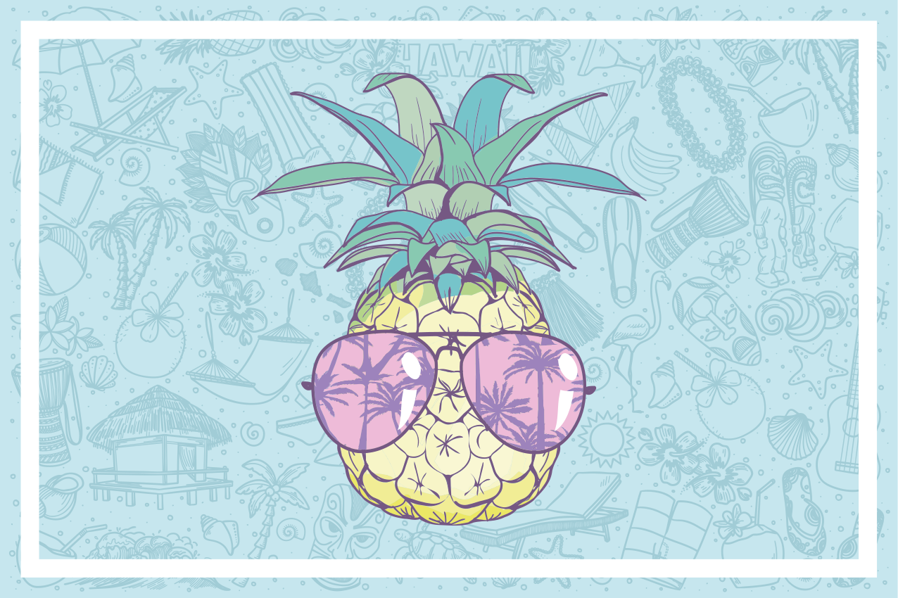 Hawaiian pineapple cartoon original placemats - TenStickers