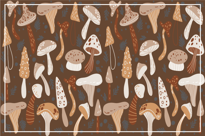 Forest mushrooms on brown background placemats - TenStickers