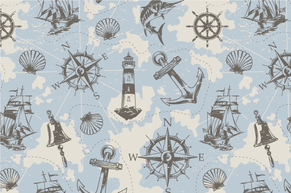 Modern placemats nautical theme design - TenStickers