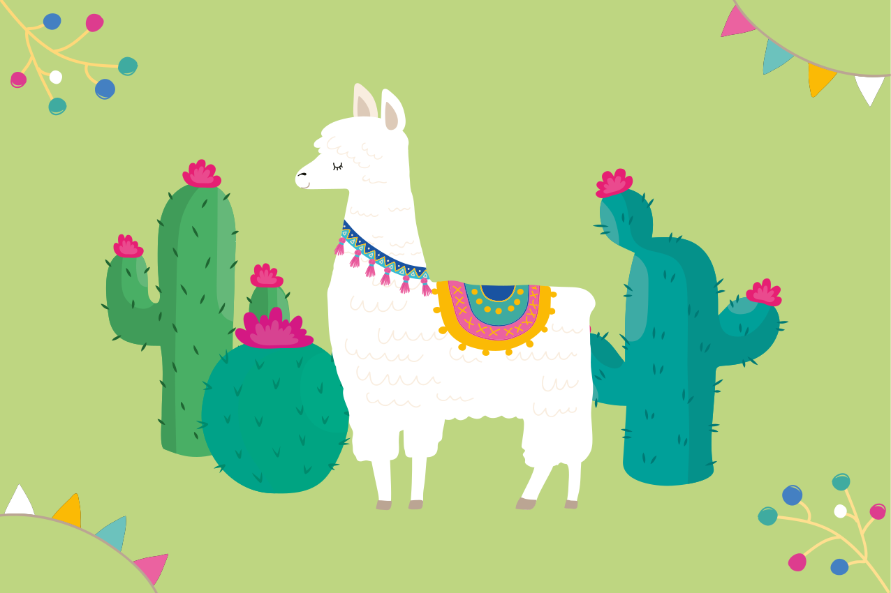 Llama with Cacti children placemats - TenStickers