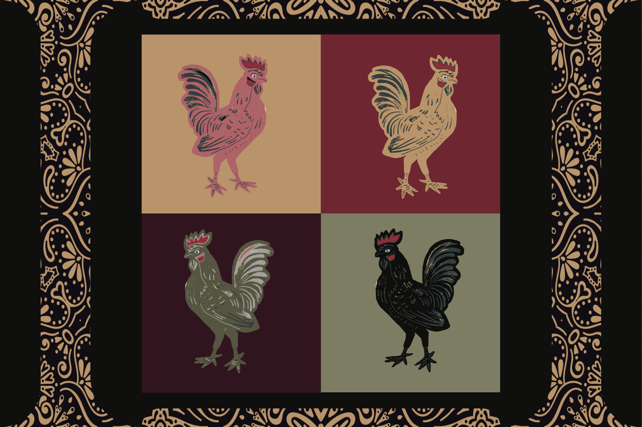 Original placemats with colorful chicken designs - TenStickers