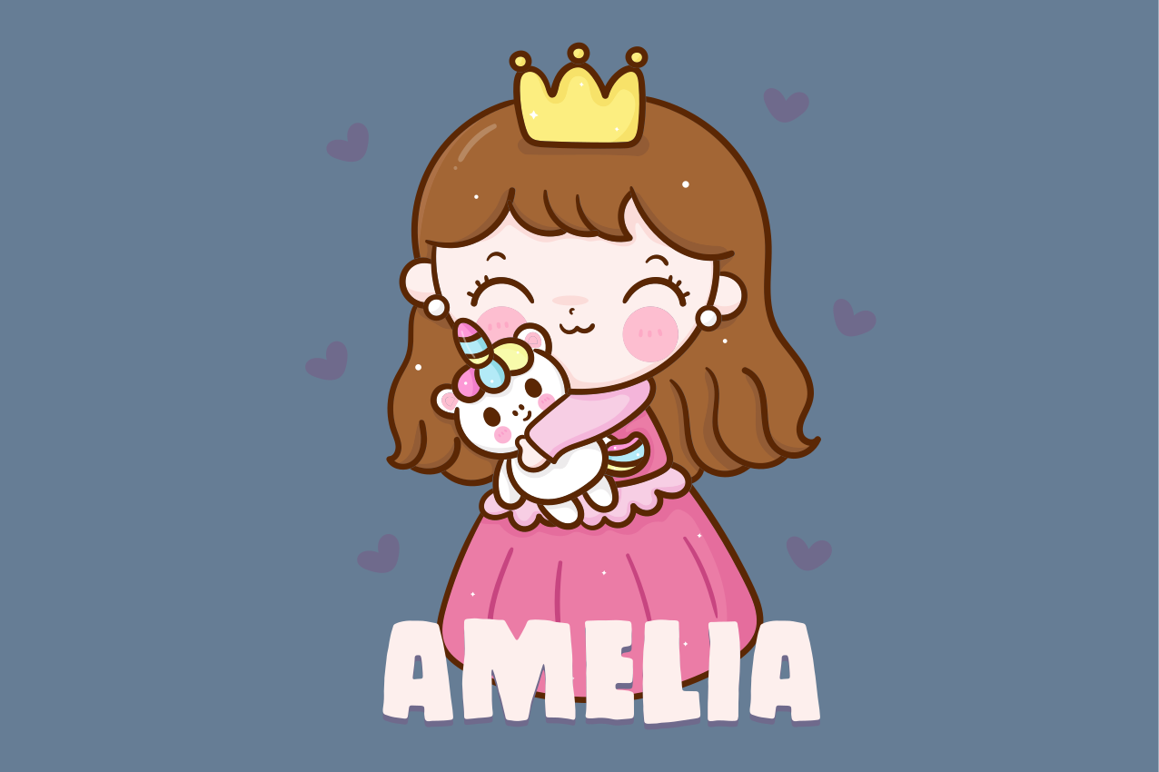 Children placemats cute princess with unicorn - TenStickers