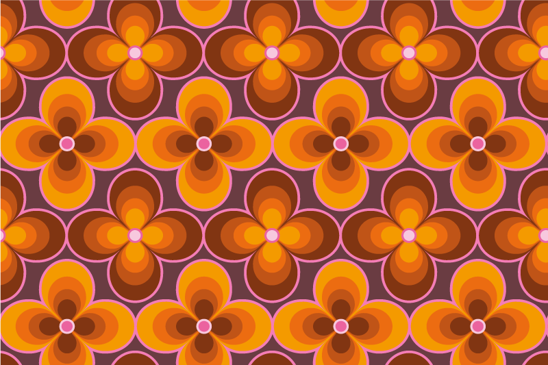 Flower retro groovy pattern original placemats - TenStickers