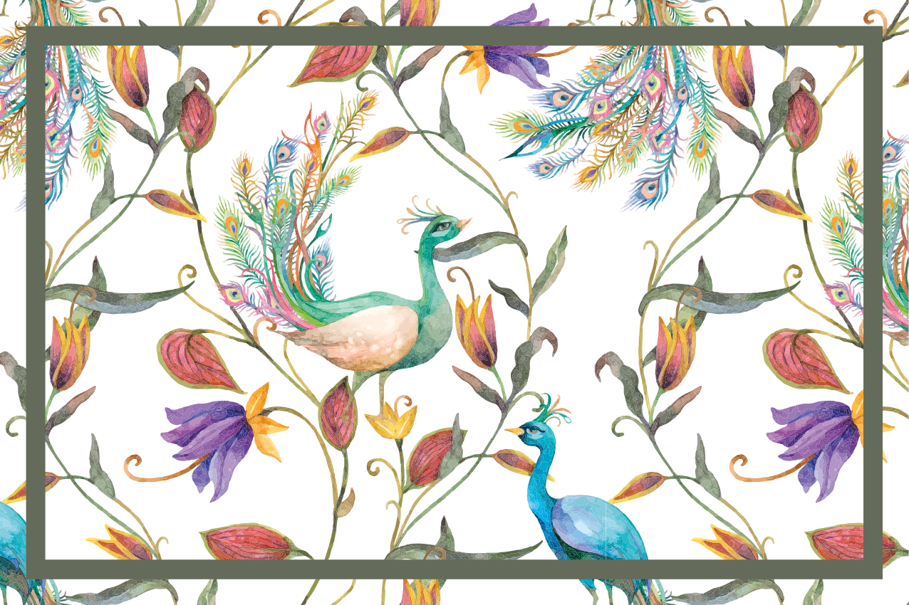 Original placemats peacock floral design - TenStickers