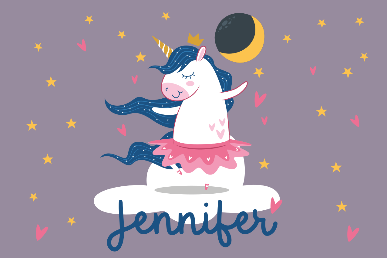 Ballerina unicorn cloud Personalised placemats - TenStickers