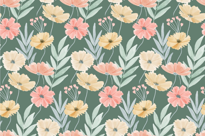 Original placemats floral design on green background - TenStickers