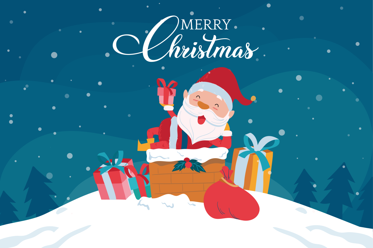 Santa text merry Christmas placemats - TenStickers
