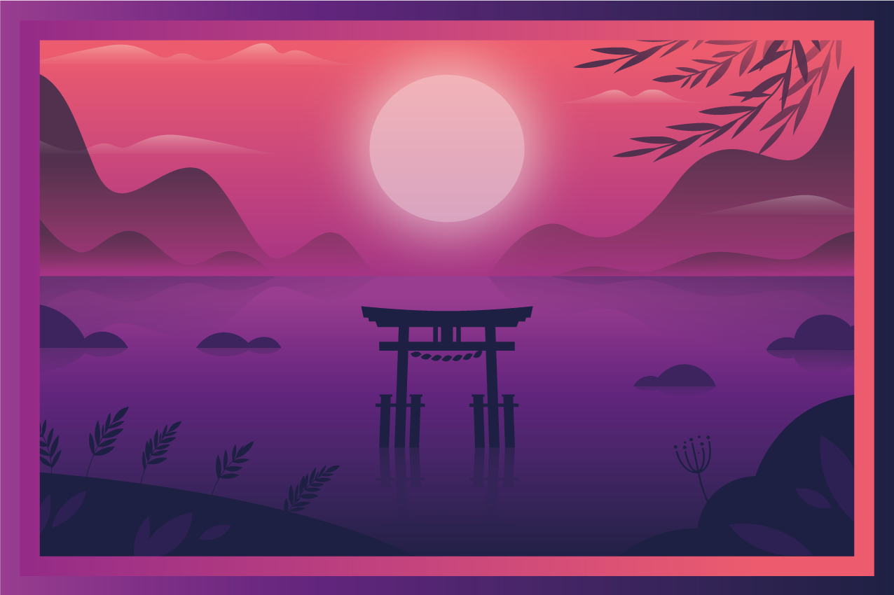 Modern placemats serene sunset landscape - TenStickers