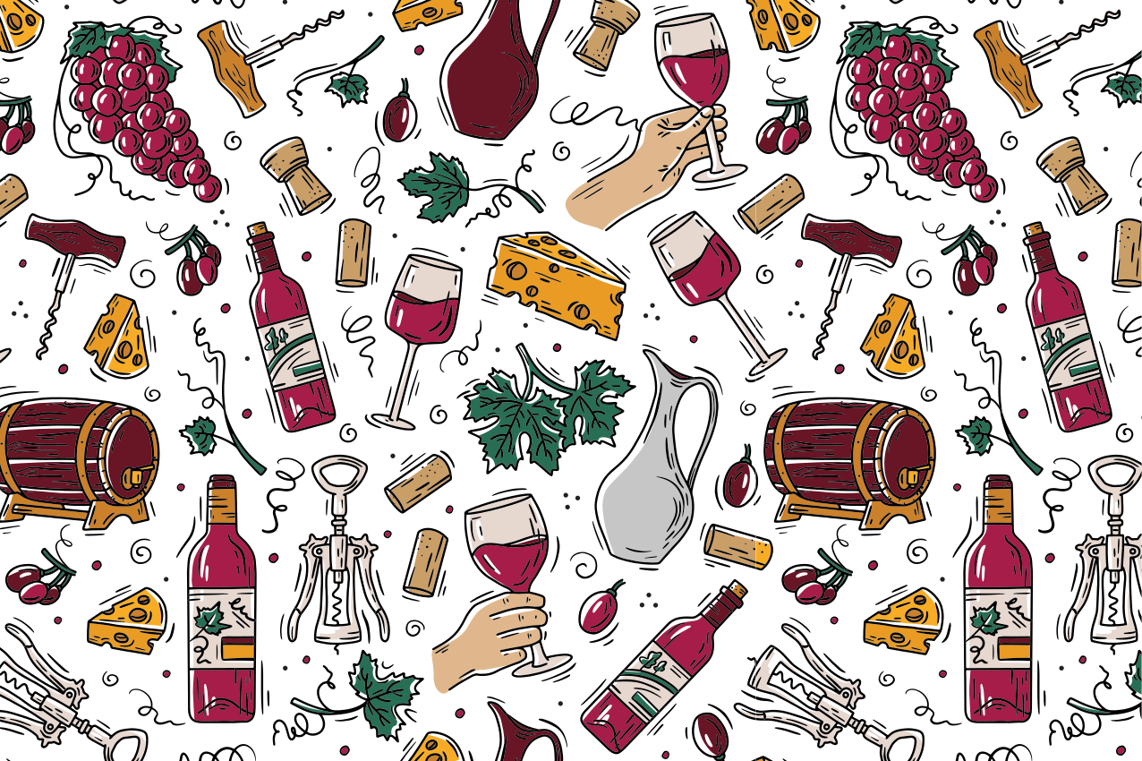 Original placemats wine and cheese design - TenStickers