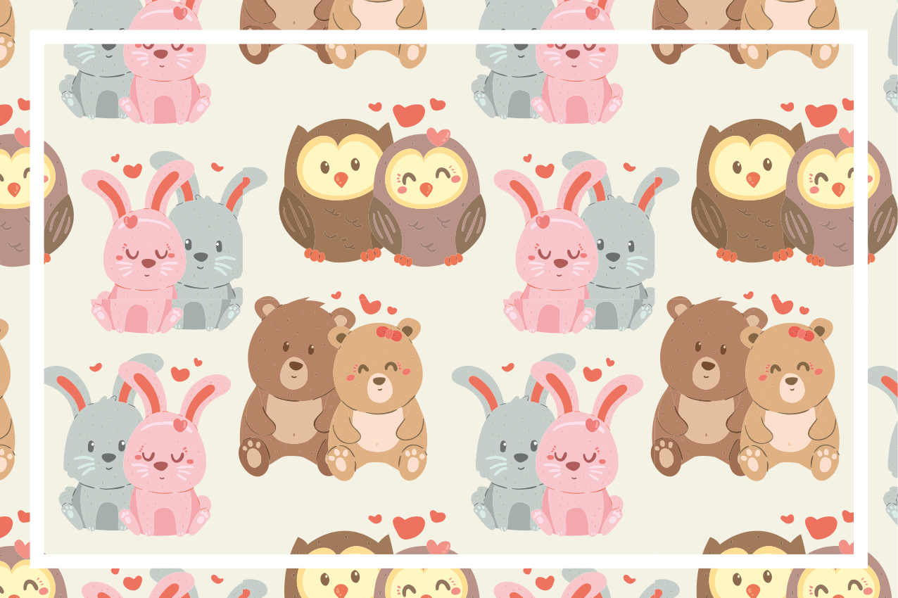 Children placemats cute animal pairs - TenStickers