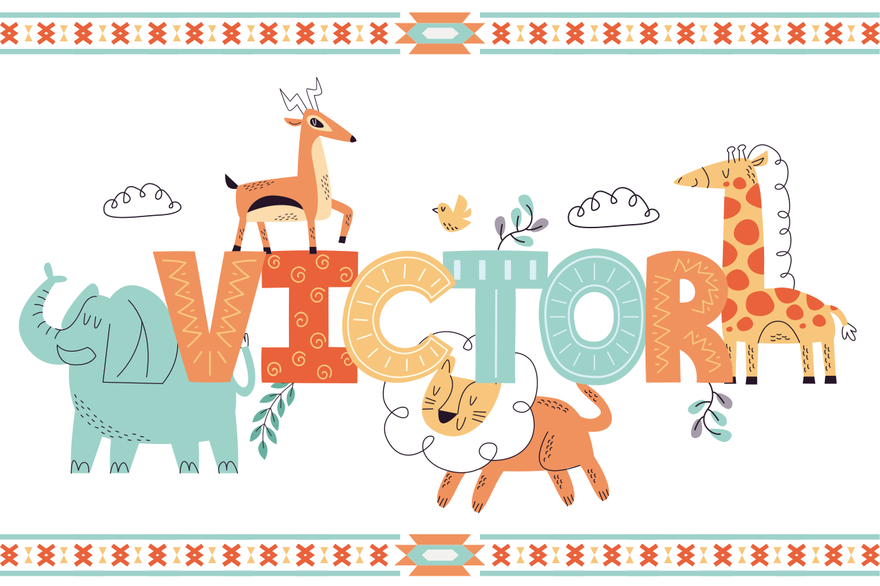 Children placemats animal name art - TenStickers