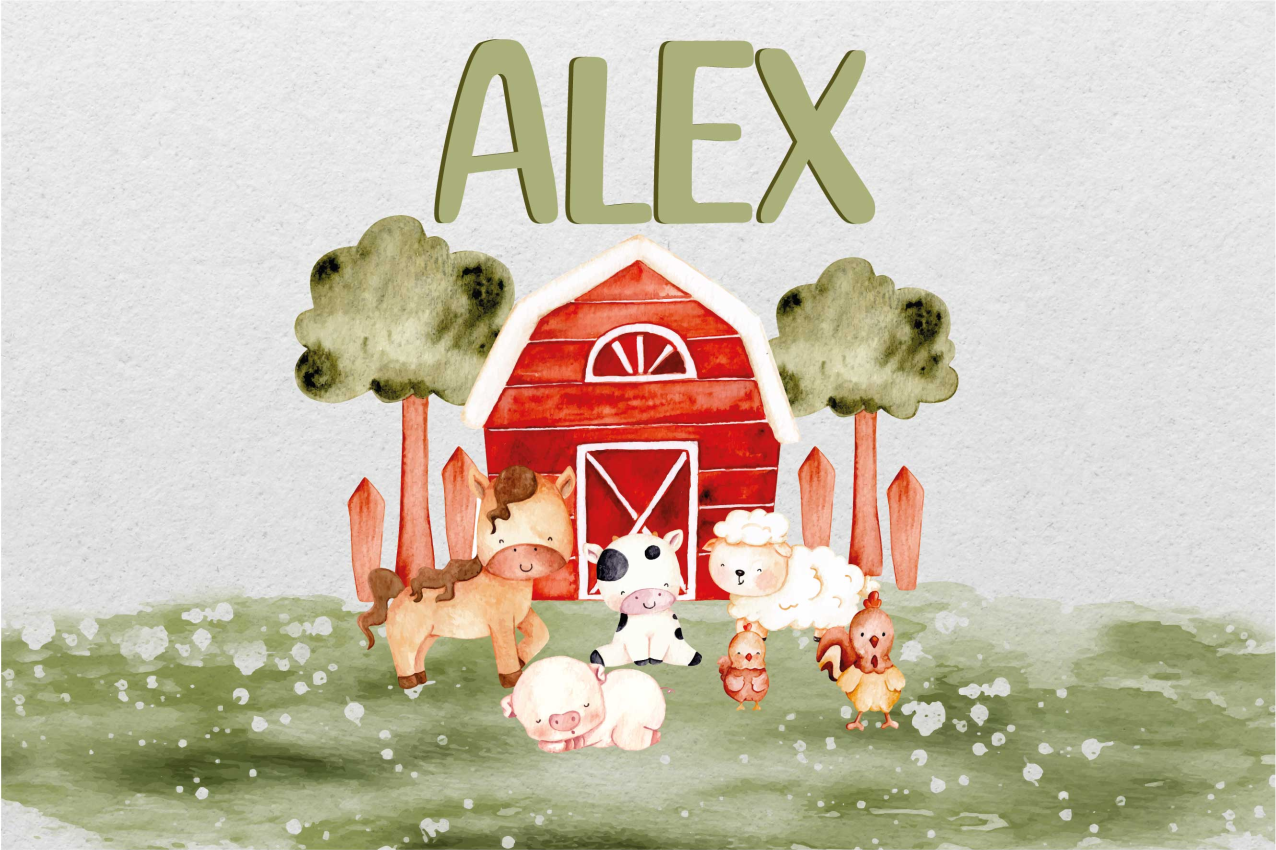 watercolor cute farm home placemats - TenStickers