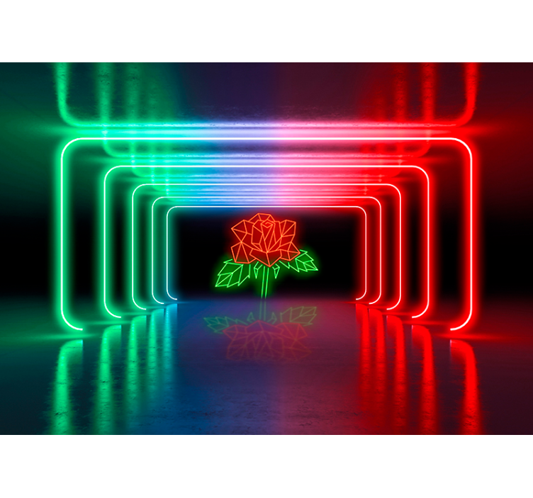 Futuristic neon tunnel with rose 3d wallpaper - TenStickers