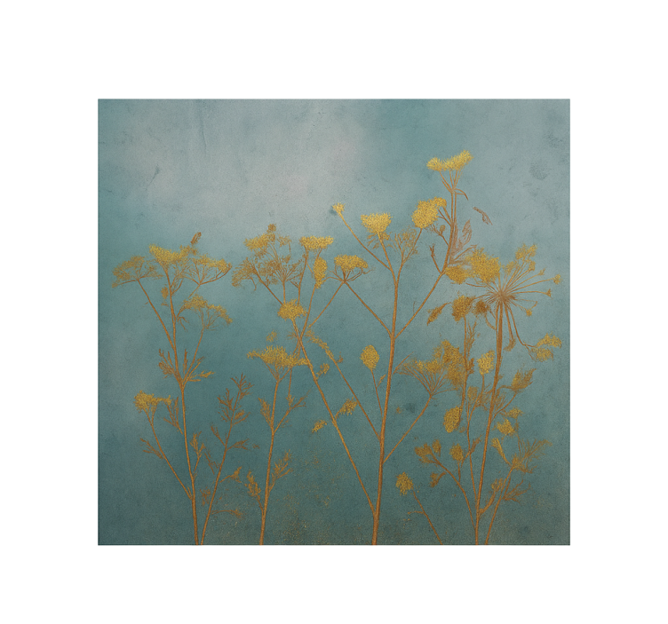 Golden flowers design living room wall mural - TenStickers