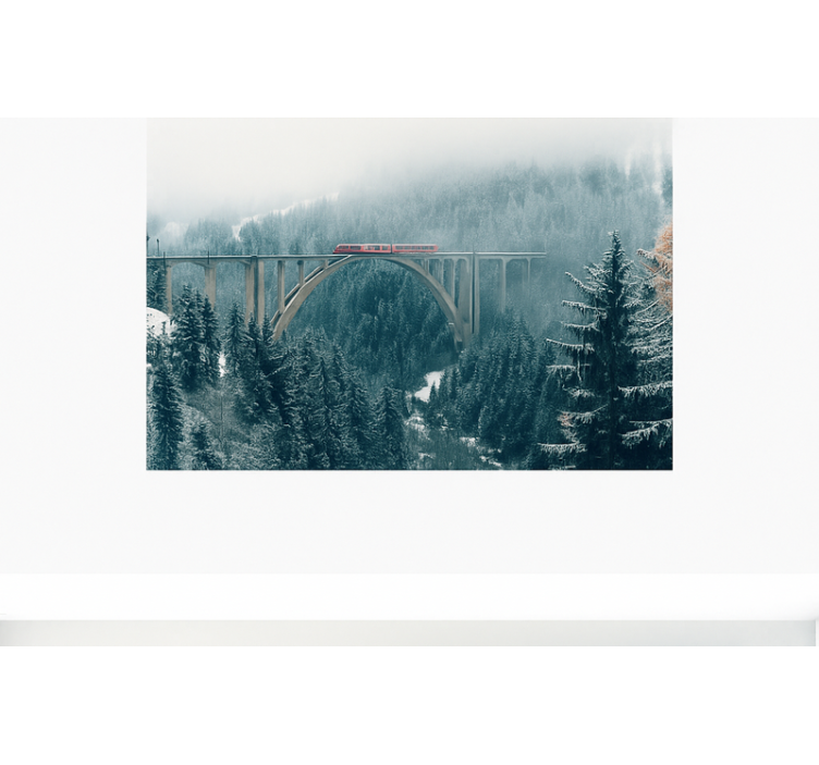 Train Crossing Swiss Alps wall mural mountain - TenStickers