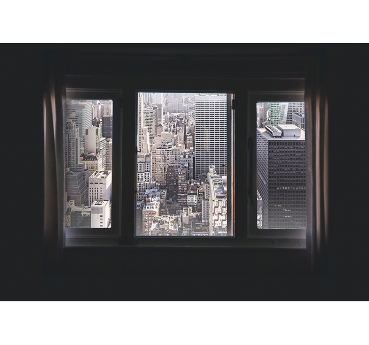 Window view New York skyline aerial view 3d wallpaper - TenStickers