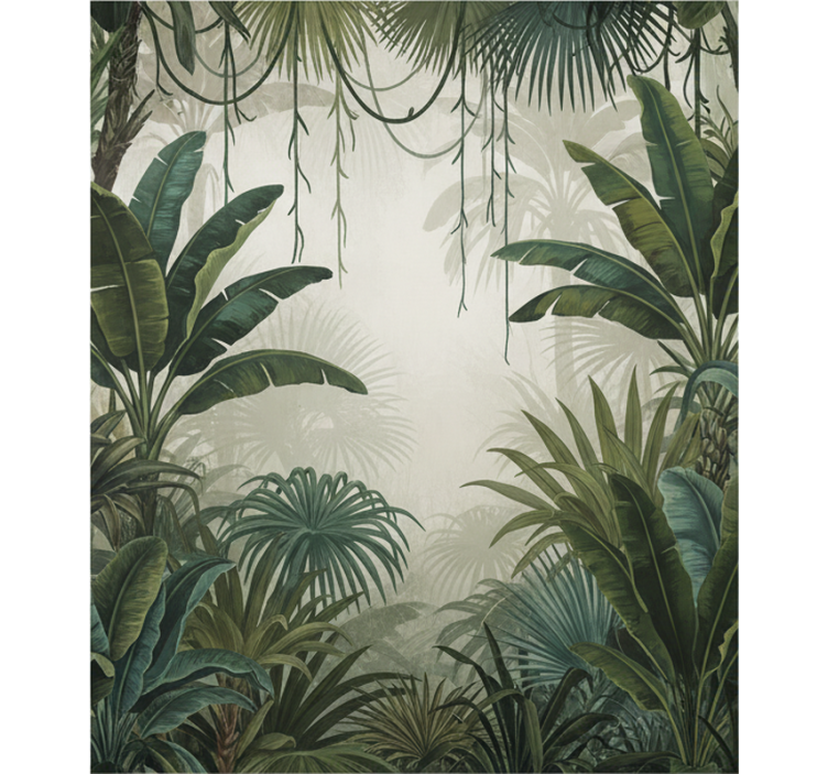 Forest wall mural retro jungle escape - TenStickers