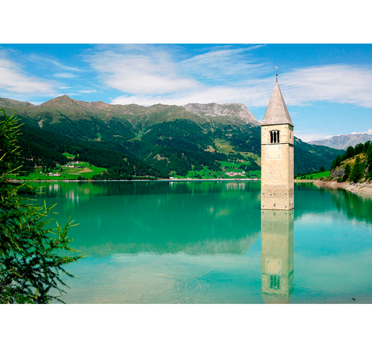 Alpine Lake Panorama lake wall mural - TenStickers