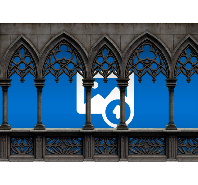 Medieval gothic arches corridor lounge 3d wallpaper - TenStickers