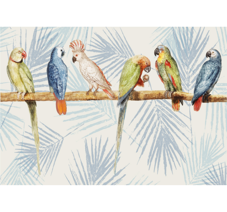 Pastel colored parrots wall mural - TenStickers