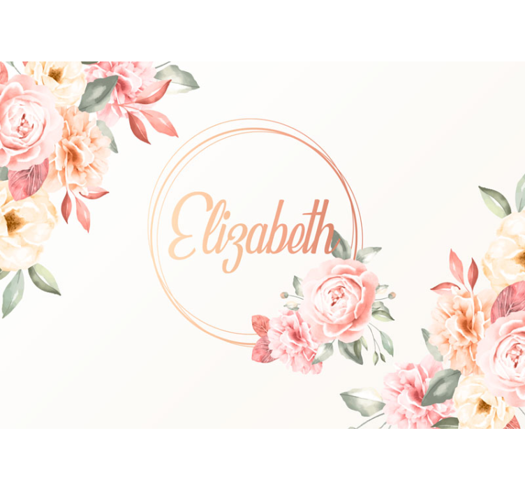 Flowers frame with name custom wall mural - TenStickers