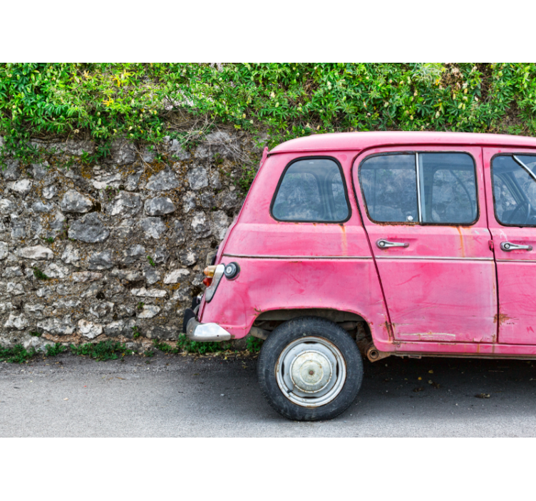 Vintage Pink Car wall mural vehicle - TenStickers