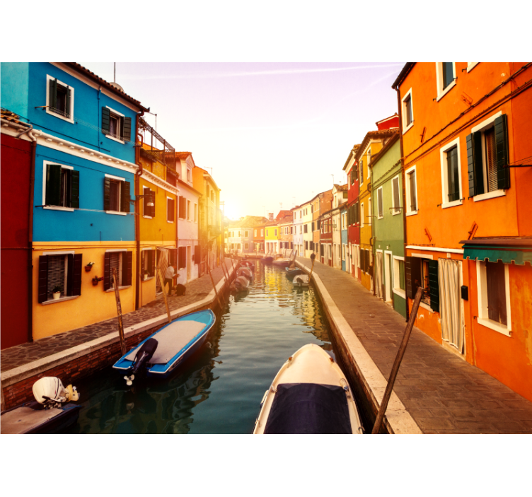 Colorful Canal View city wall mural - TenStickers