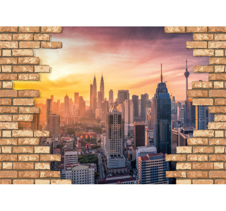 City wall mural kuala lumpur skyline - TenStickers