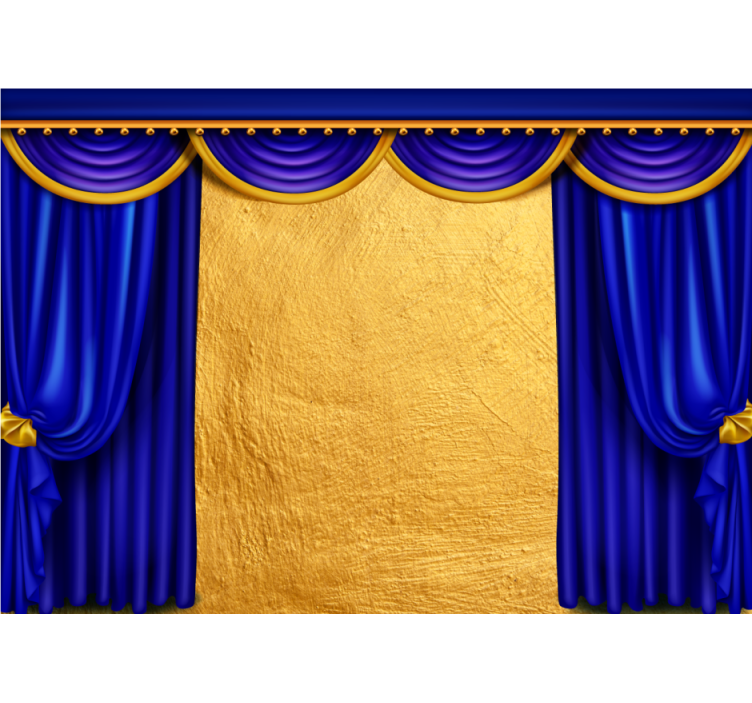 Bed curtains with gold background 3D Wall Mural - TenStickers