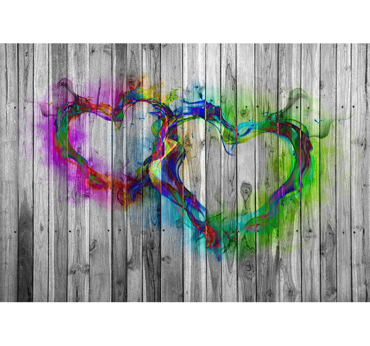 Colorful Heart Forms romantic wall mural - TenStickers