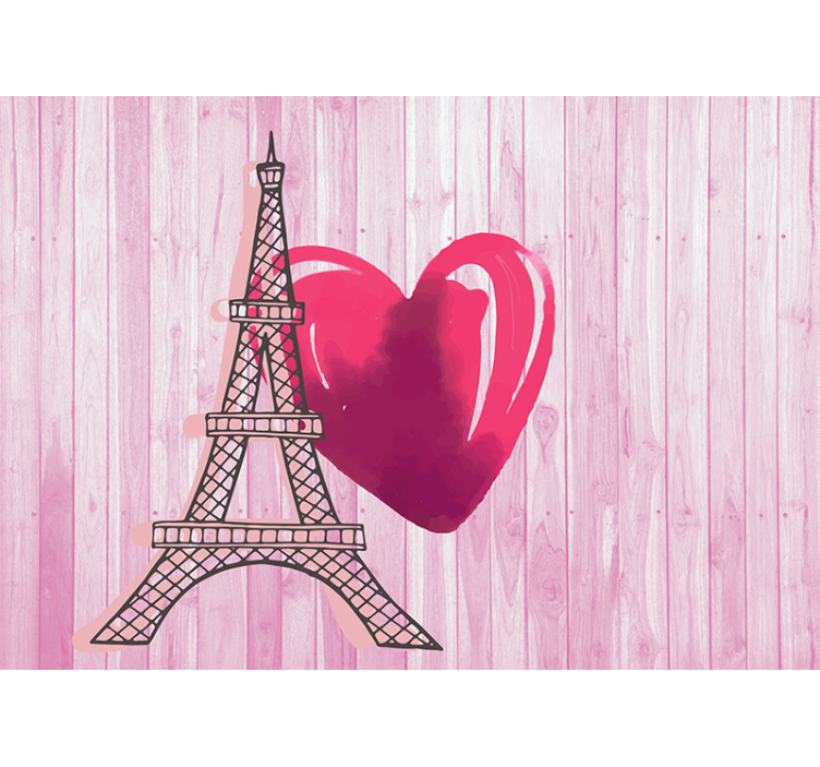 Romantic wall mural eiffel tower heart - TenStickers