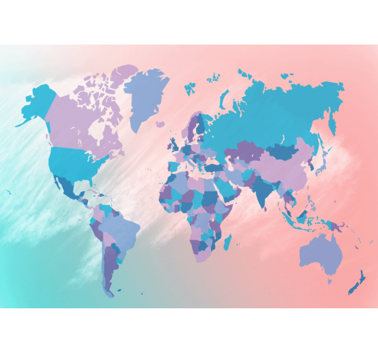 Colorful world map world map wallpaper - TenStickers
