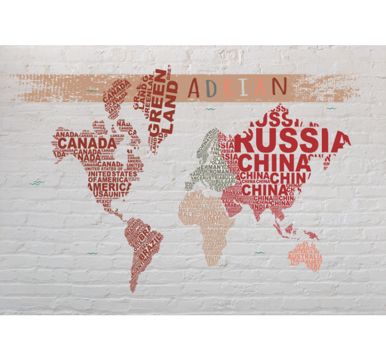 Global Map Labels world map wallpaper - TenStickers