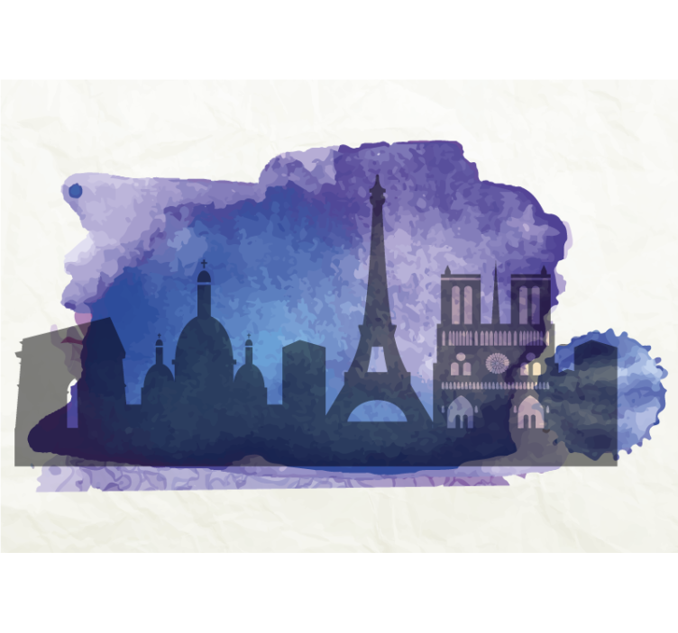 Watercolour skyline Paris wall mural - TenStickers