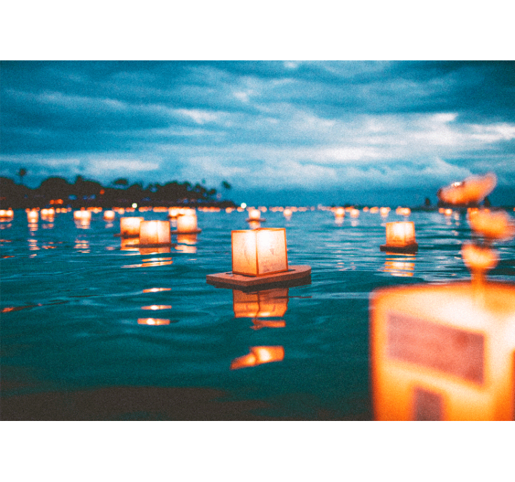 Floating Lanterns Night wall mural nature - TenStickers