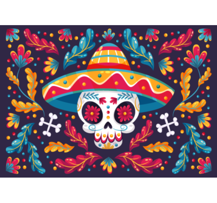 Animals wall mural colorful sugar skull design - TenStickers
