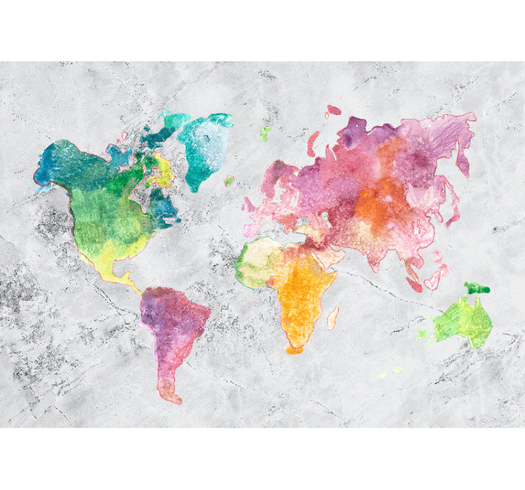 World map wallpaper in colorful map design - TenStickers