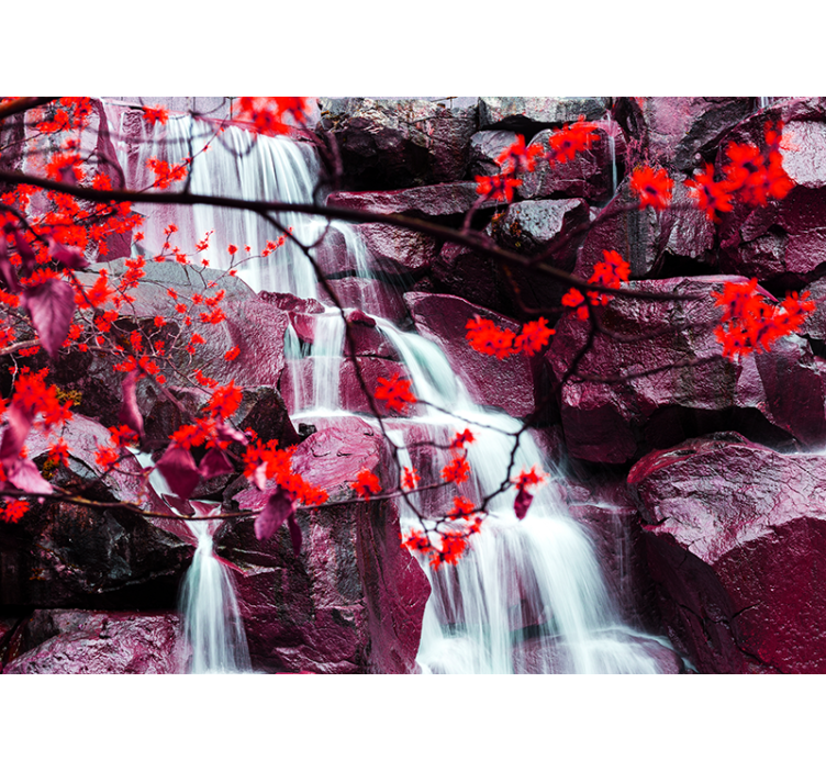 Waterfall season spring forest wall mural - TenStickers