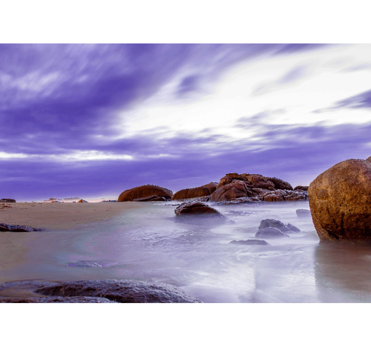 Wall mural mountain rocky beach scene - TenStickers