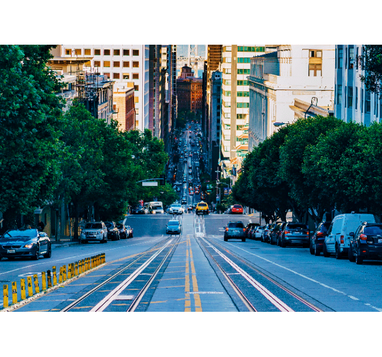 City wall mural urban street scene - TenStickers