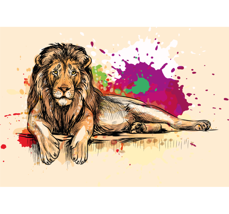 Lion wall mural majestic lion design - TenStickers