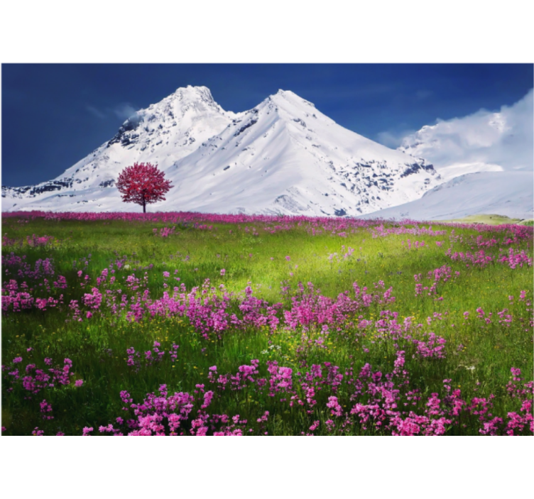 Landscape wall mural mountain meadow scene - TenStickers