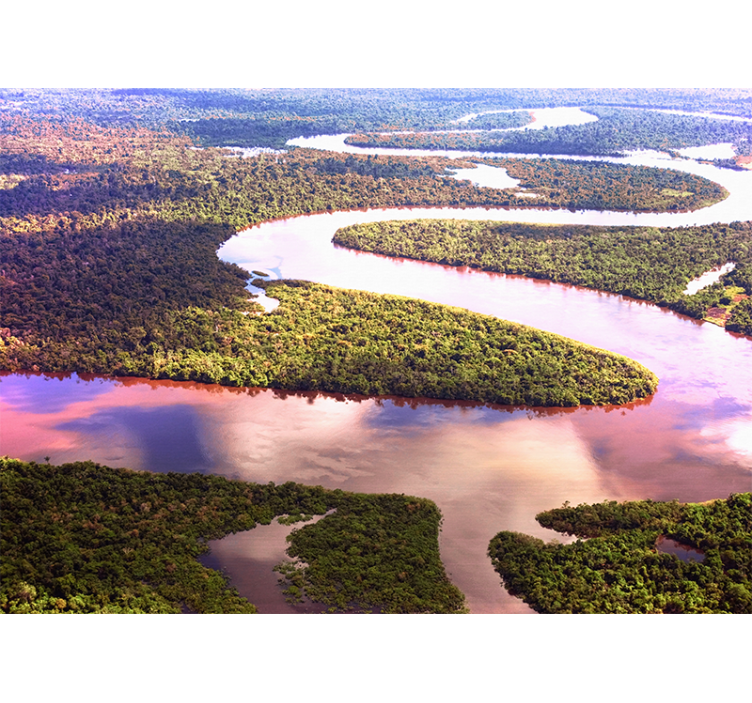 Winding river landscape landscape wall mural - TenStickers