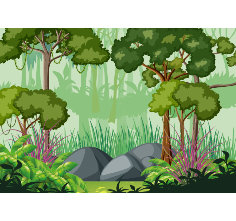 Jungle wall mural vibrant foliage scenery - TenStickers