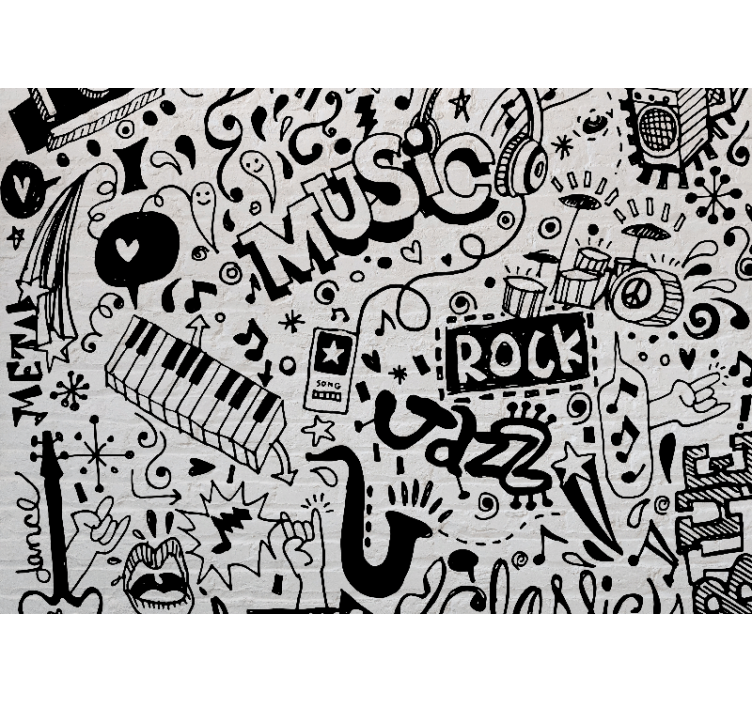 Music wall mural musical vibes art - TenStickers