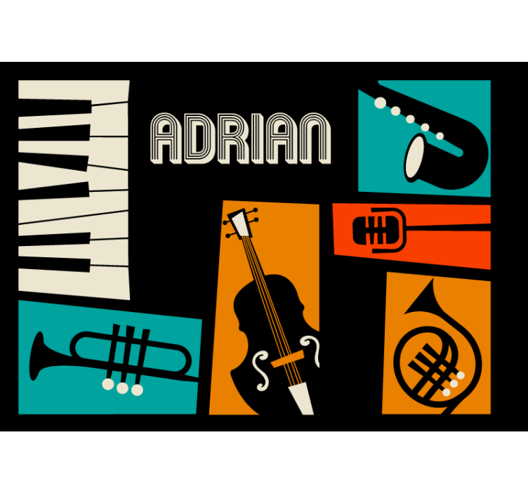 Vibrant musical instruments music wall mural - TenStickers