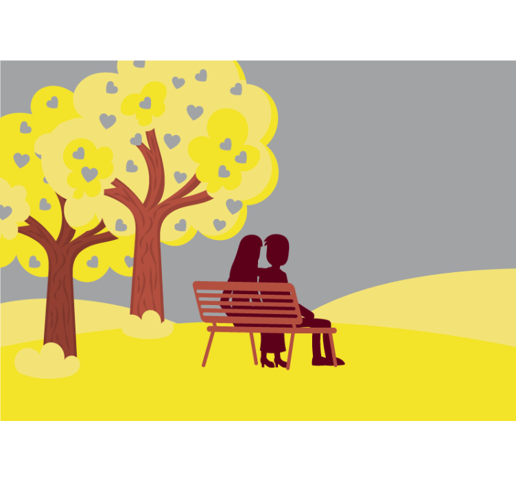 Romantic wall mural romantic couple silhouette - TenStickers