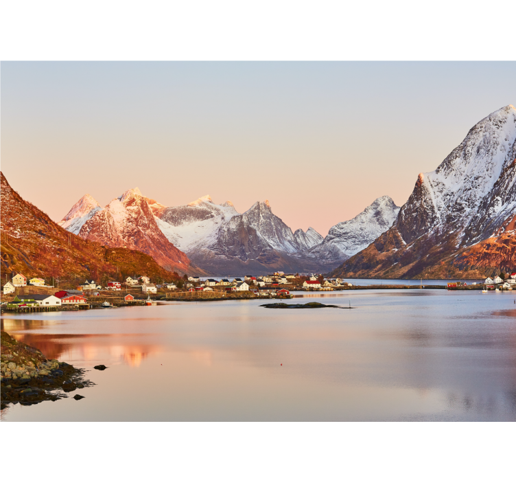 Landscape wall mural mountainous coastal calm - TenStickers